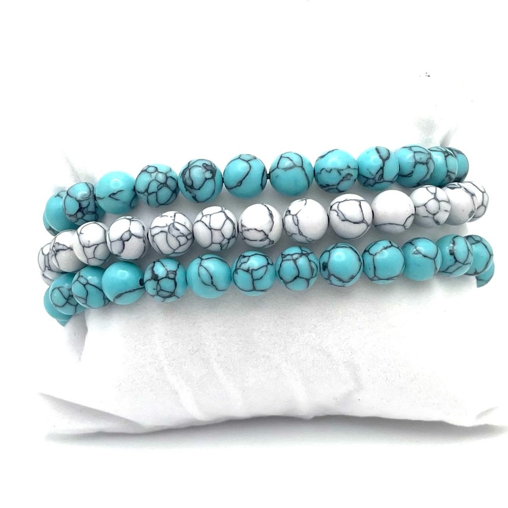 COPY - Aura Vita Turquoise and Howlite 3 Bracelet Set Adjustable with gift box